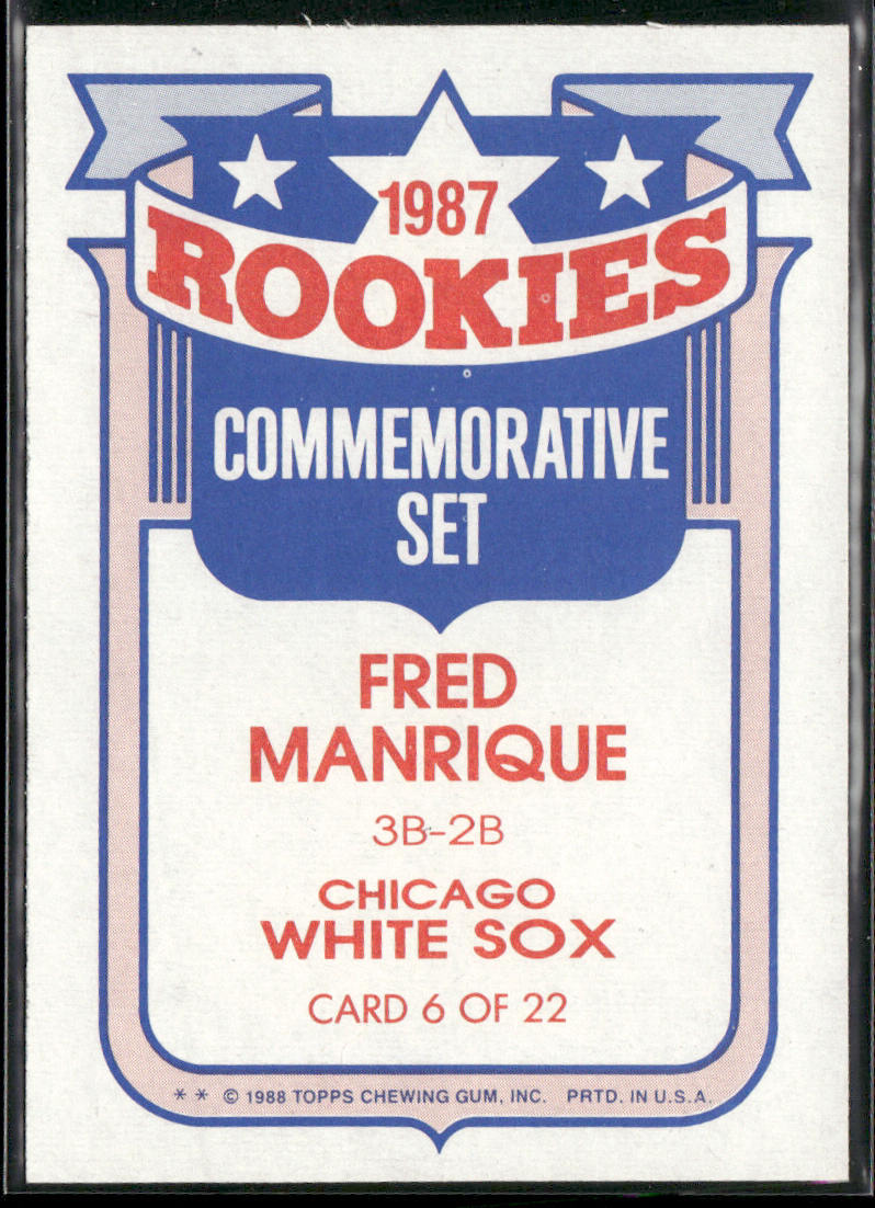 Fred Manrique 1988 Topps Glossy Rookies #6a Chicago White Sox