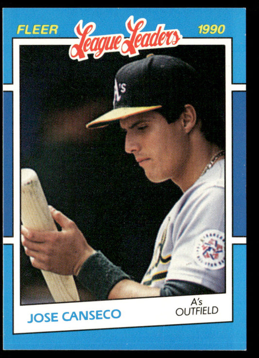 Jose Canseco 1990 Fleer League Leaders #5 Oakland Athletics