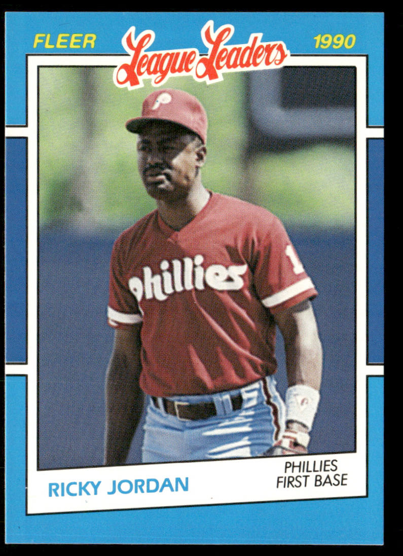 Ricky Jordan 1990 Fleer League Leaders #21 Philadelphia Phillies