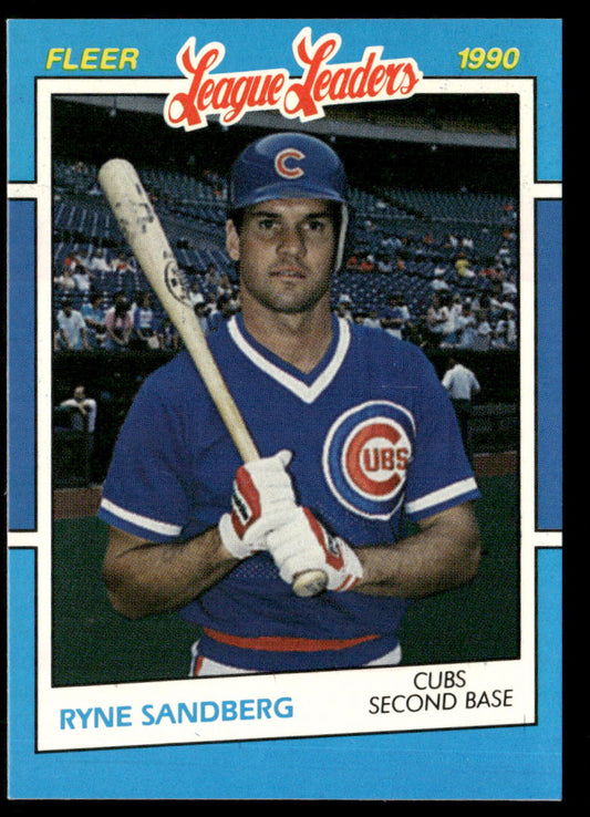 Ryne Sandberg 1990 Fleer League Leaders #33 Chicago Cubs