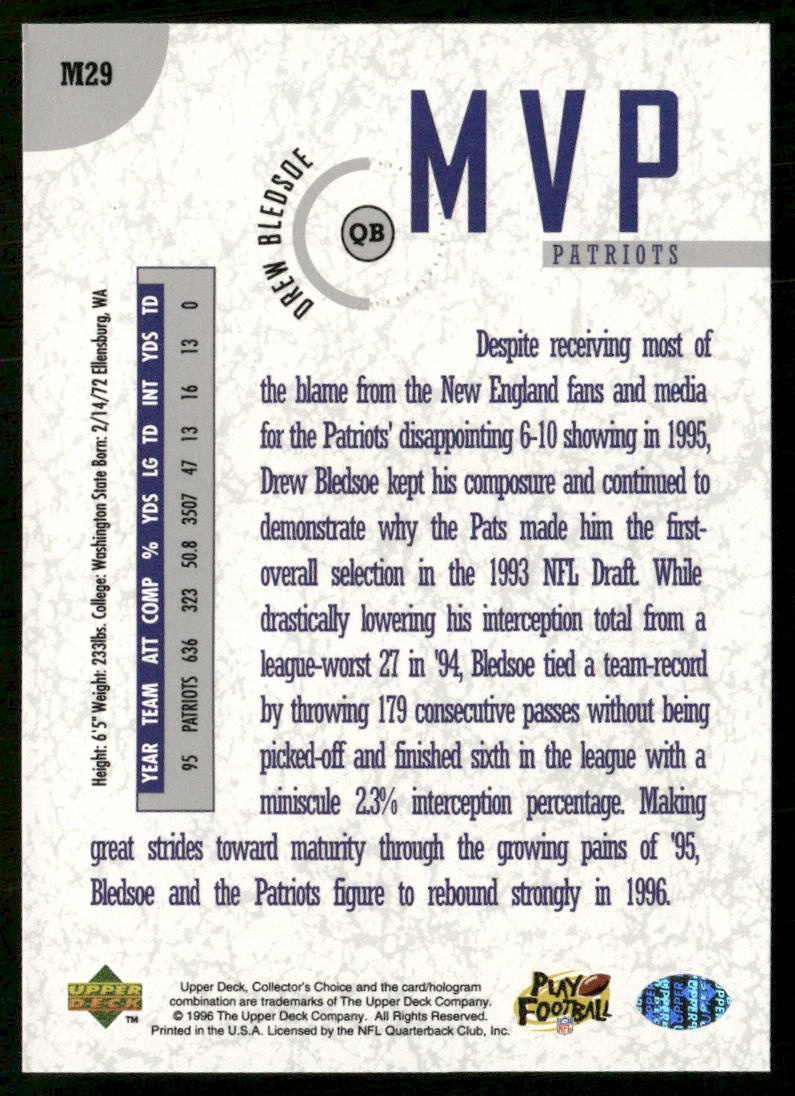 Drew Bledsoe 1996 Collector's Choice MVPs #M29 New England Patriots