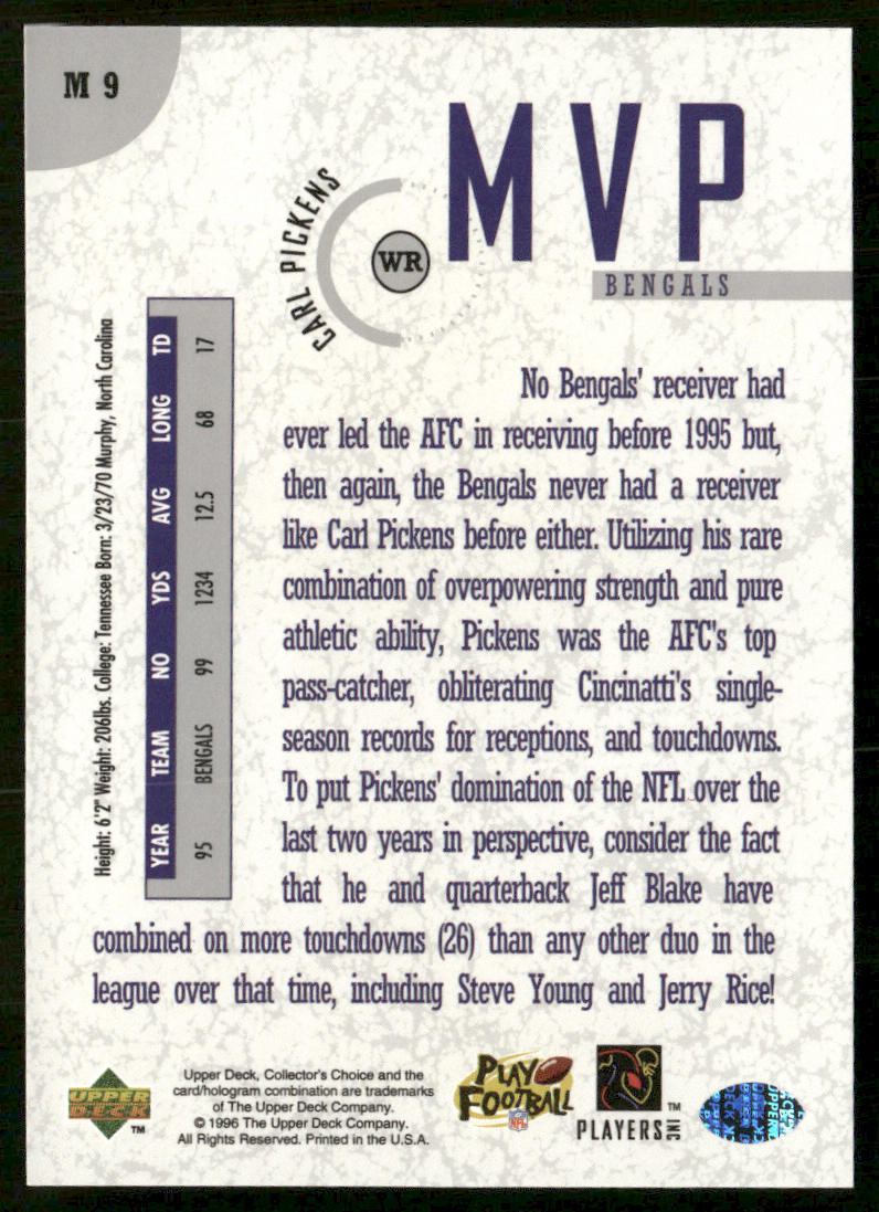 Carl Pickens 1996 Collector's Choice MVPs #M9 Cincinnati Bengals