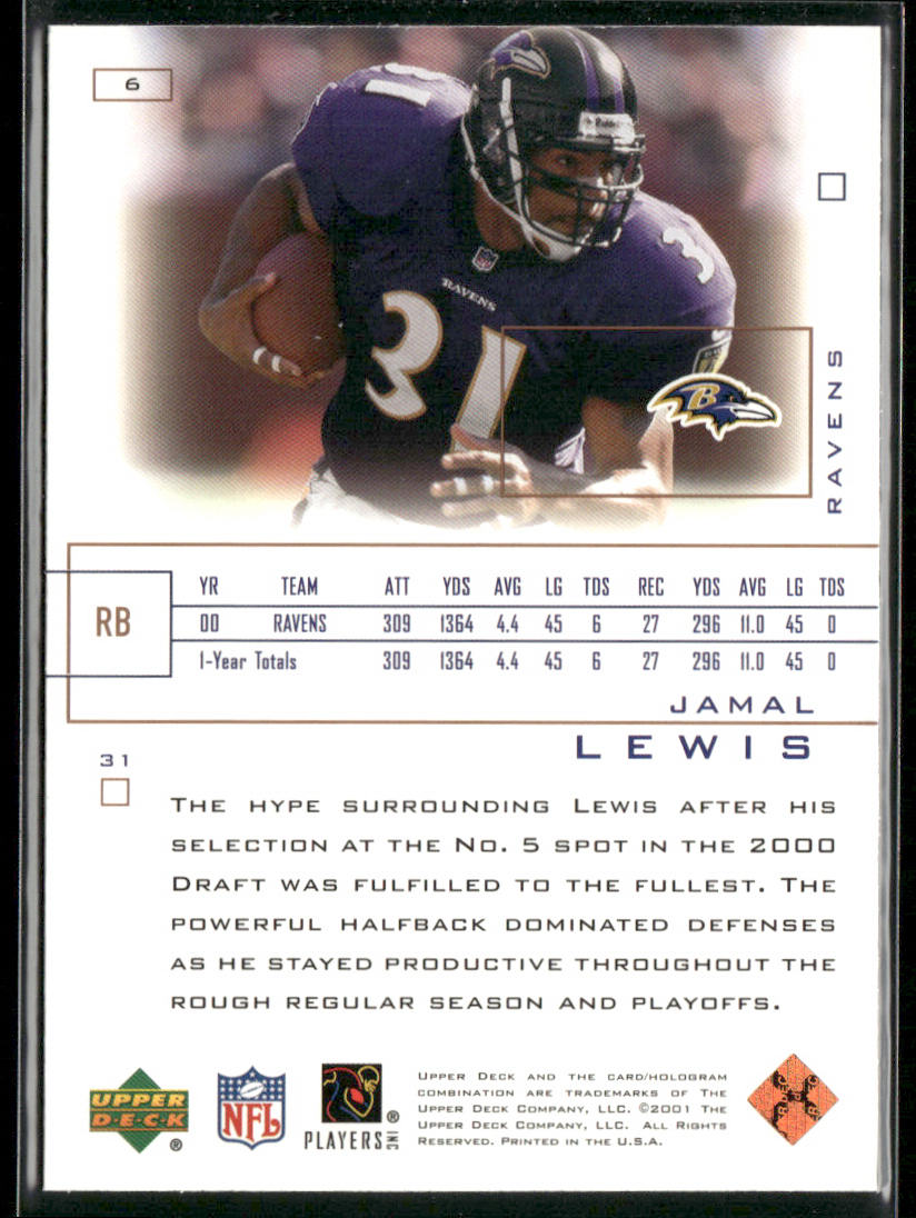 Jamal Lewis 2001 Upper Deck Pros & Prospects #6 Baltimore Ravens