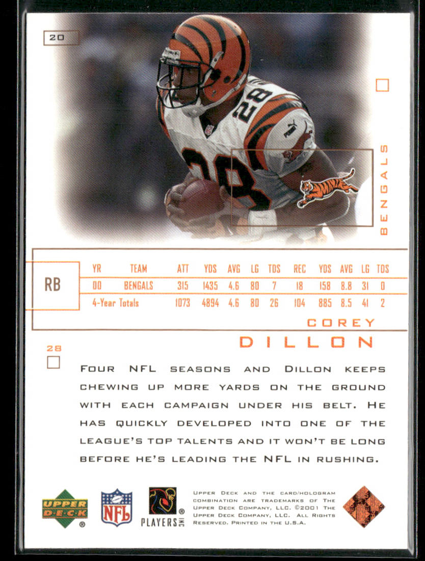 Corey Dillon 2001 Upper Deck Pros & Prospects #20 Cincinnati Bengals