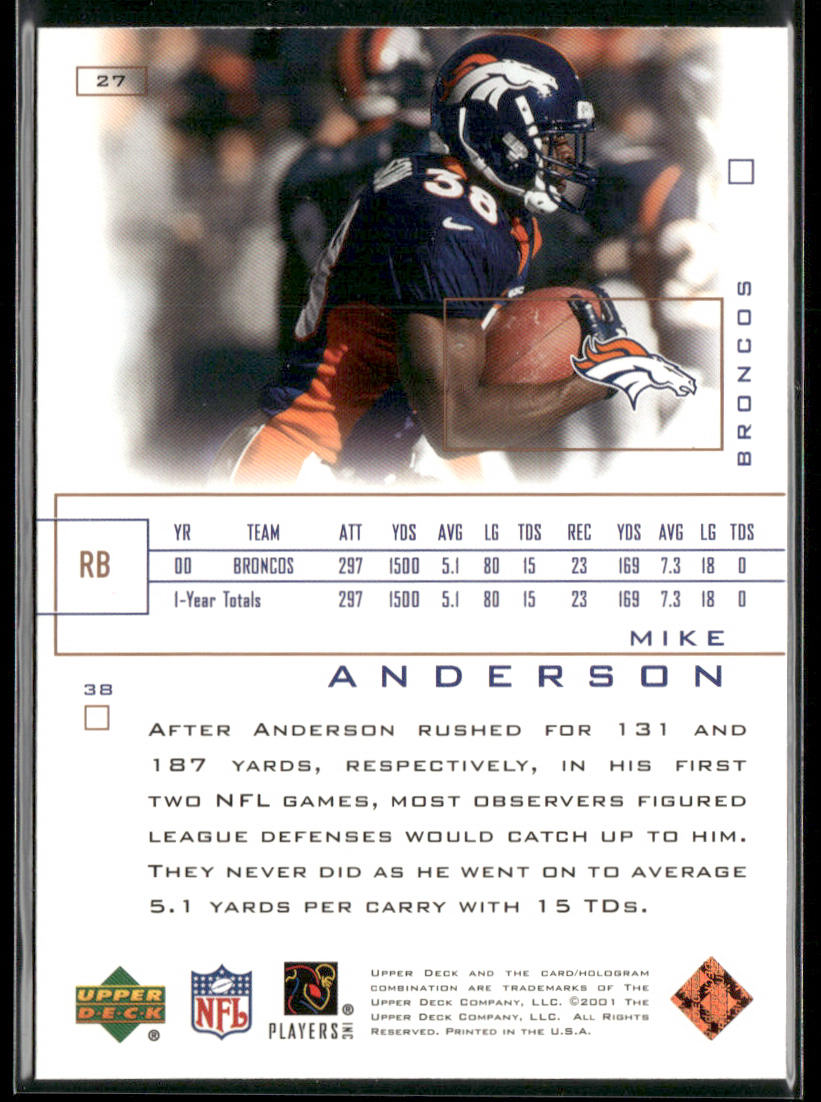 Mike Anderson 2001 Upper Deck Pros & Prospects #27 Denver Broncos