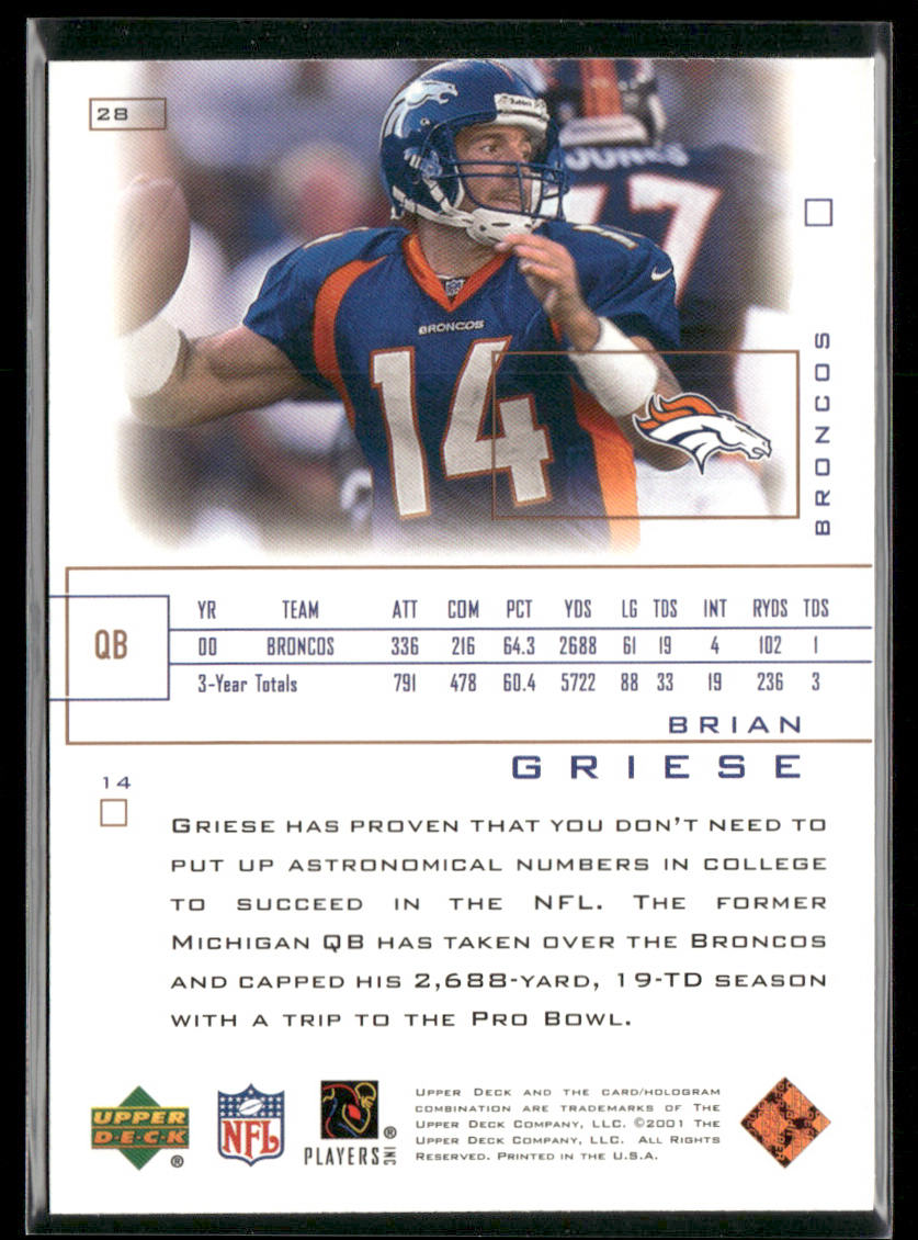 Brian Griese 2001 Upper Deck Pros & Prospects #28 Denver Broncos