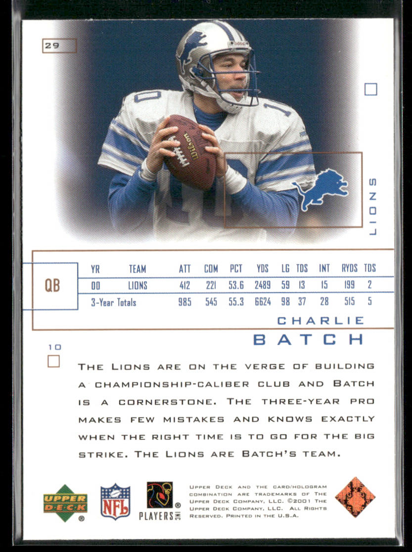 Charlie Batch 2001 Upper Deck Pros & Prospects #29 Detroit Lions