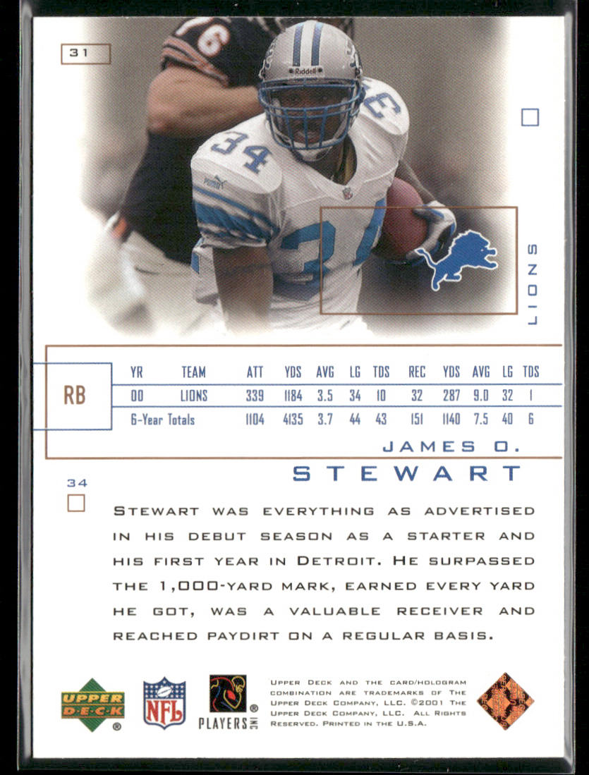 James Stewart 2001 Upper Deck Pros & Prospects #31 Detroit Lions