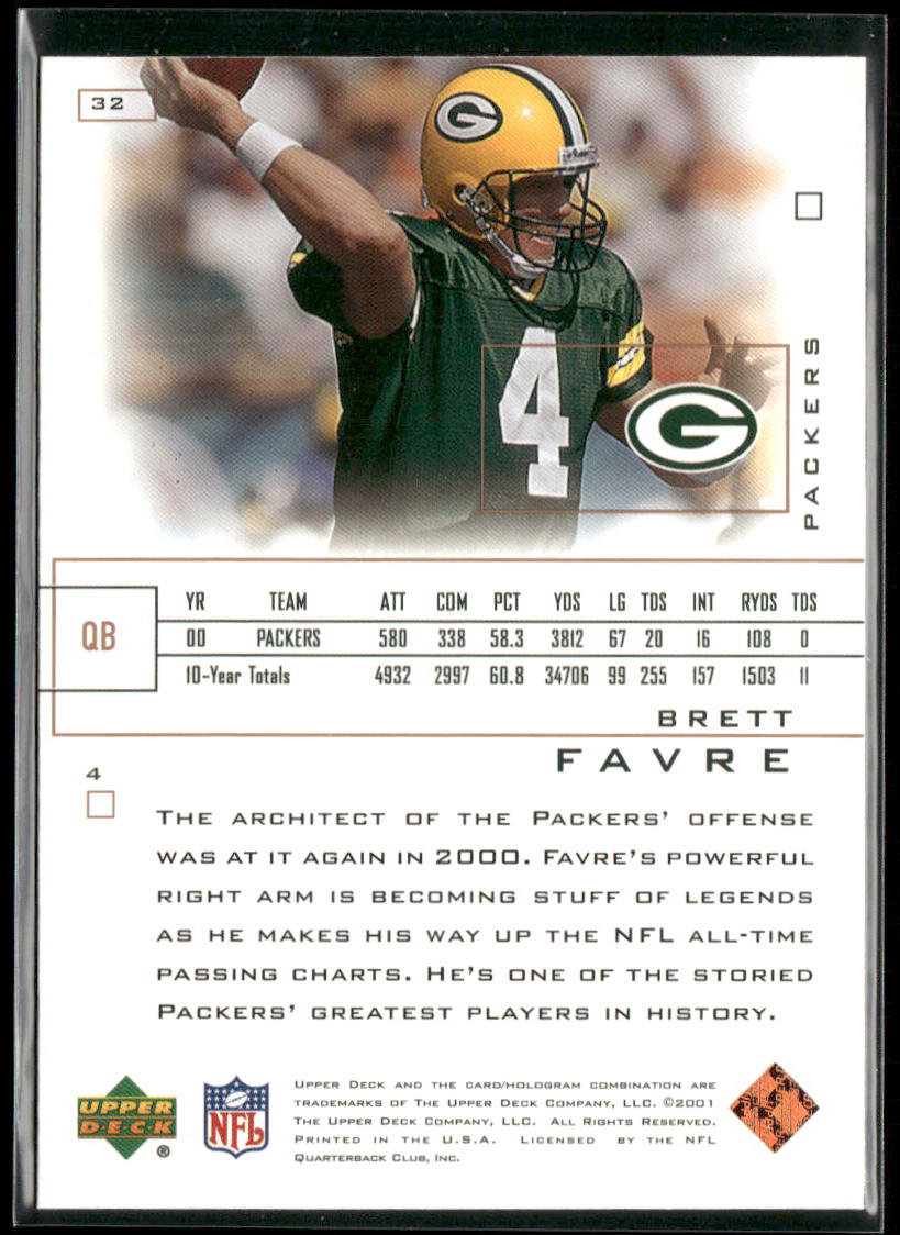 Brett Favre 2001 Upper Deck Pros & Prospects #32 Green Bay Packers