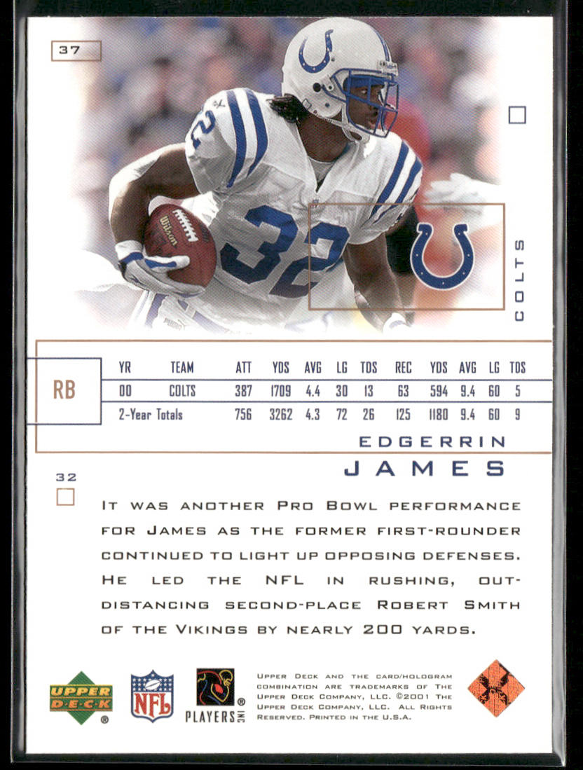 Edgerrin James 2001 Upper Deck Pros & Prospects #37 Indianapolis Colts