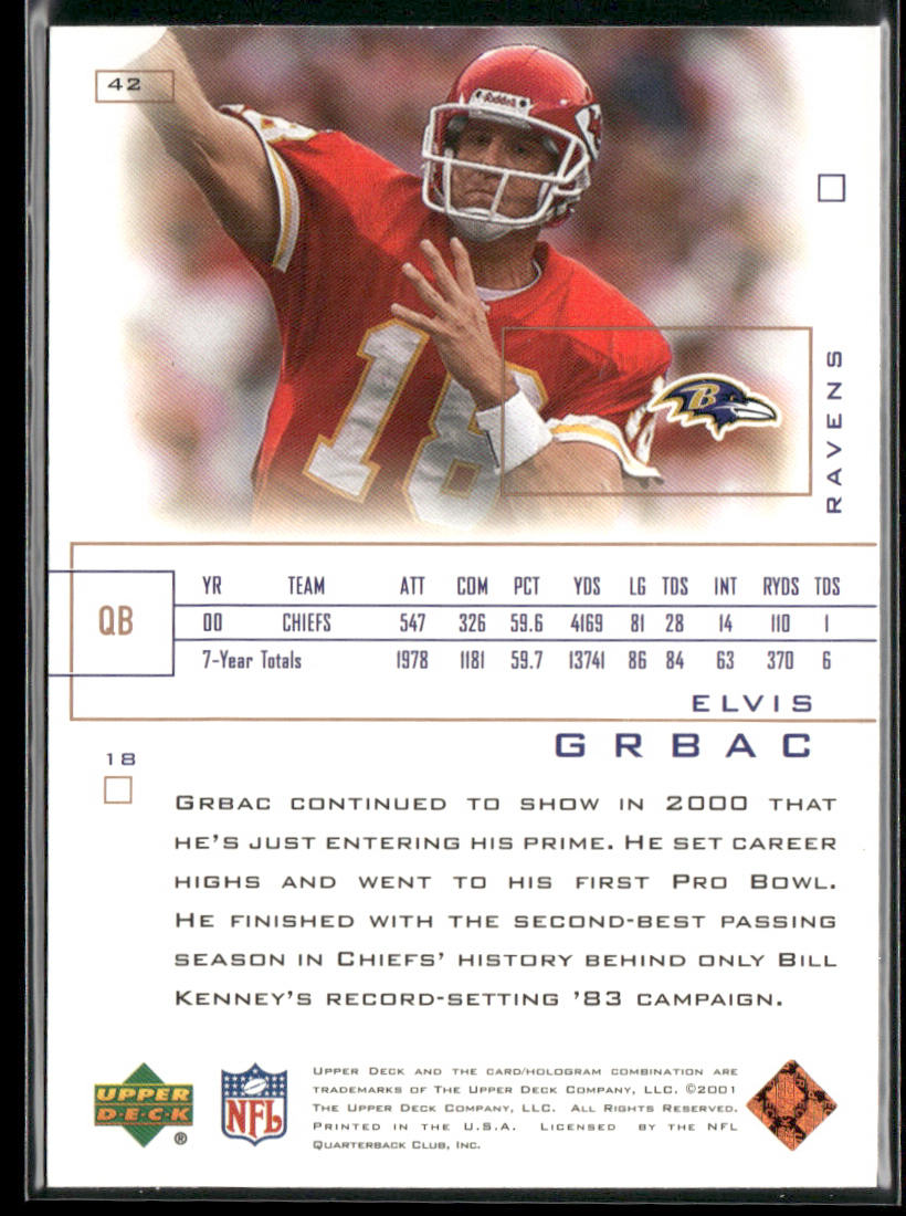 Elvis Grbac 2001 Upper Deck Pros & Prospects #42 Baltimore Ravens