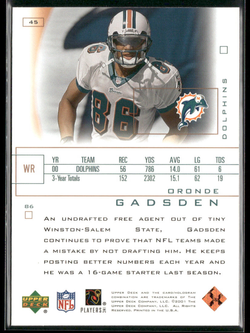 Oronde Gadsden 2001 Upper Deck Pros & Prospects #45 Miami Dolphins
