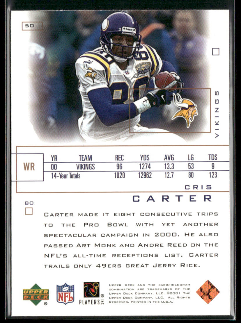 Cris Carter 2001 Upper Deck Pros & Prospects #50 Minnesota Vikings