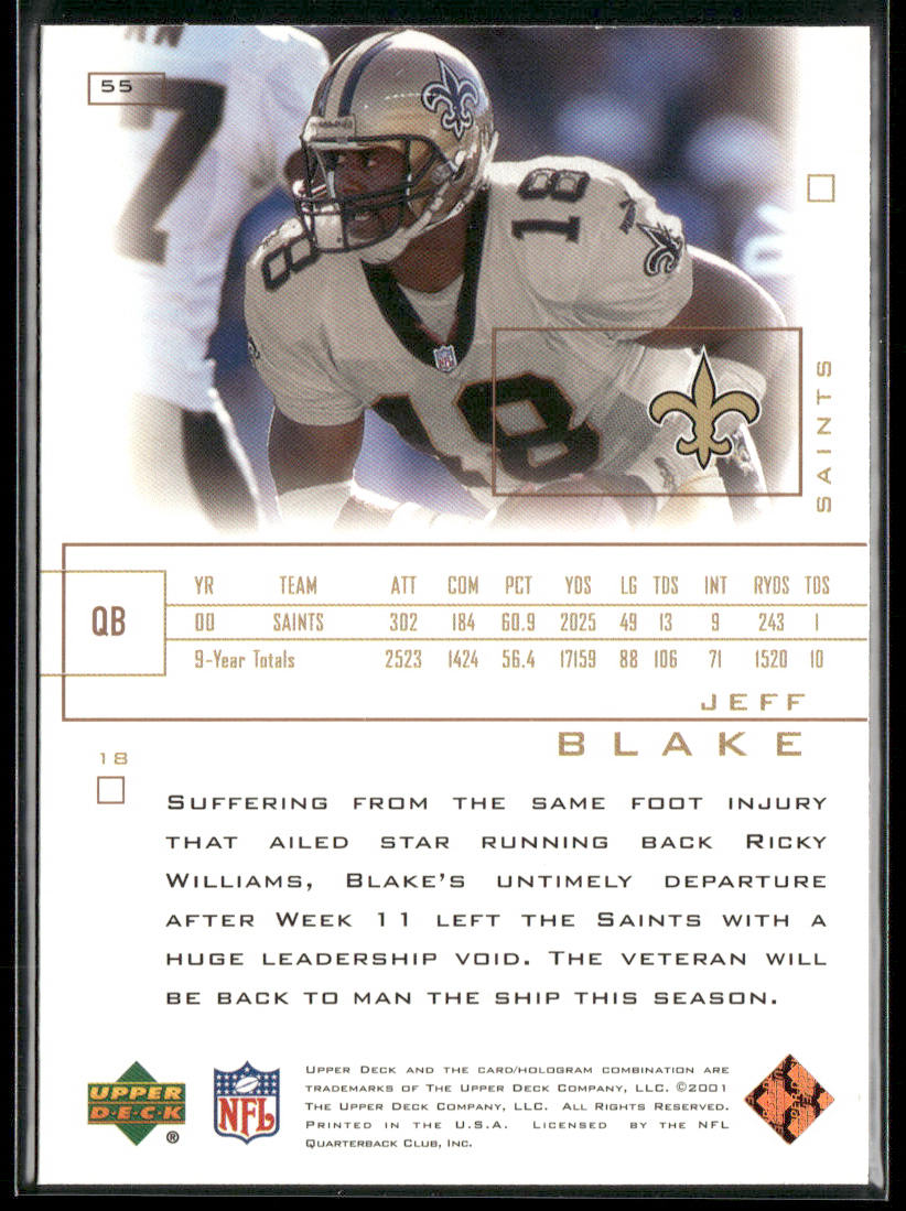 Jeff Blake 2001 Upper Deck Pros & Prospects #55 New Orleans Saints