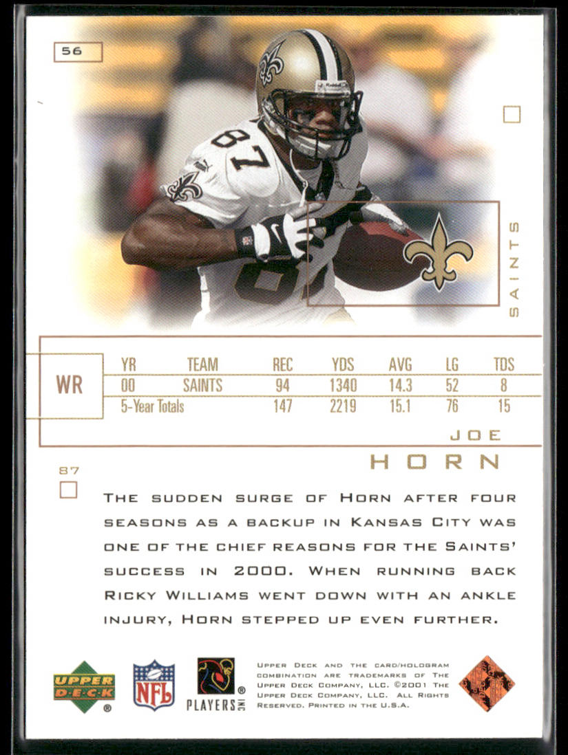 Joe Horn 2001 Upper Deck Pros & Prospects #56 New Orleans Saints