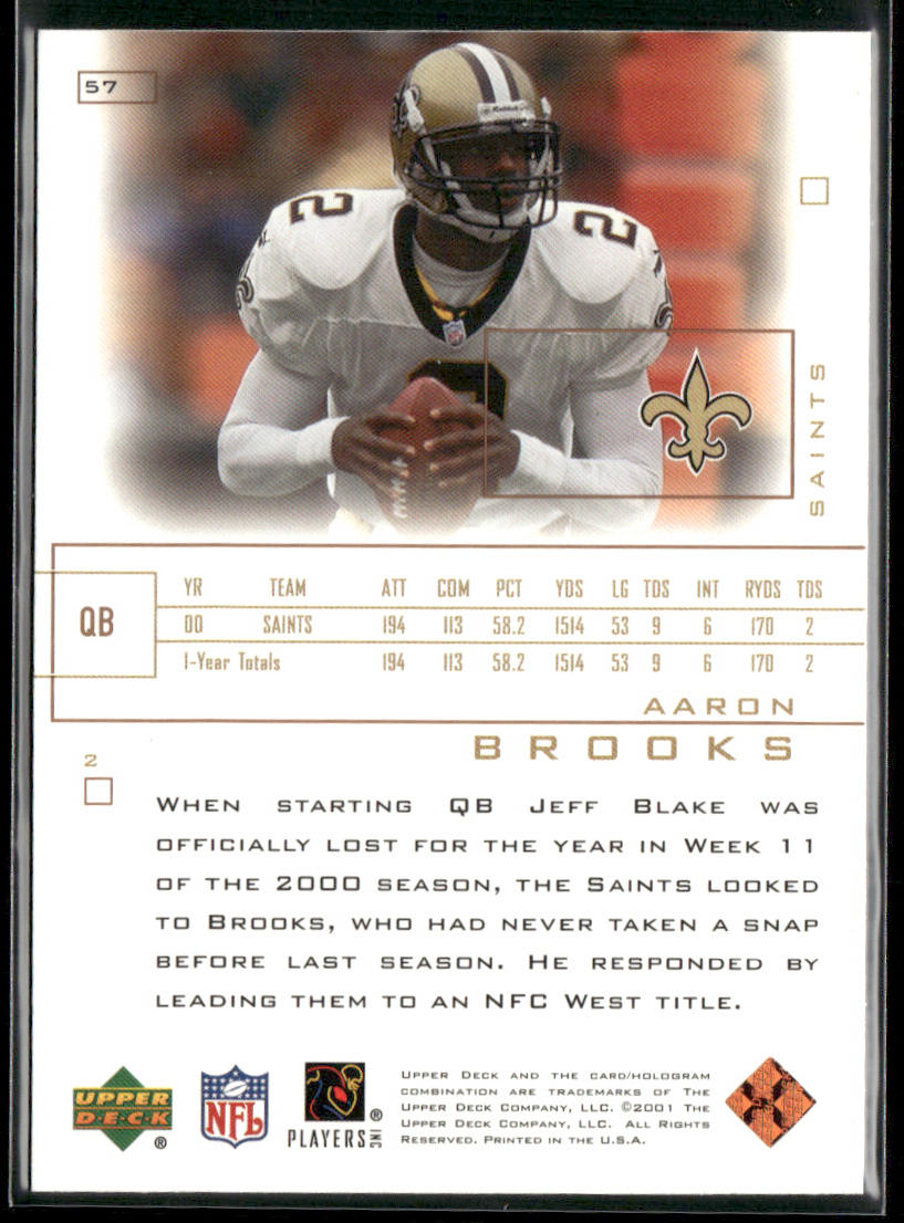 Aaron Brooks 2001 Upper Deck Pros & Prospects #57 New Orleans Saints