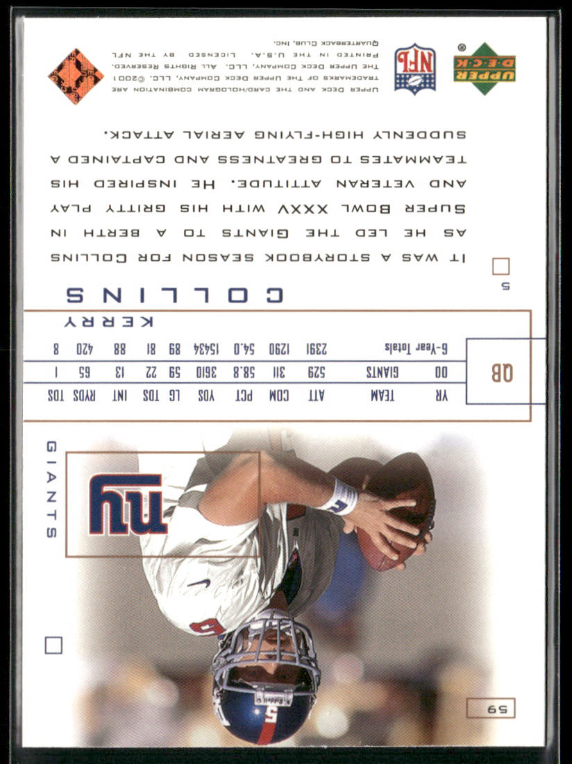 Kerry Collins 2001 Upper Deck Pros & Prospects #59 New York Giants