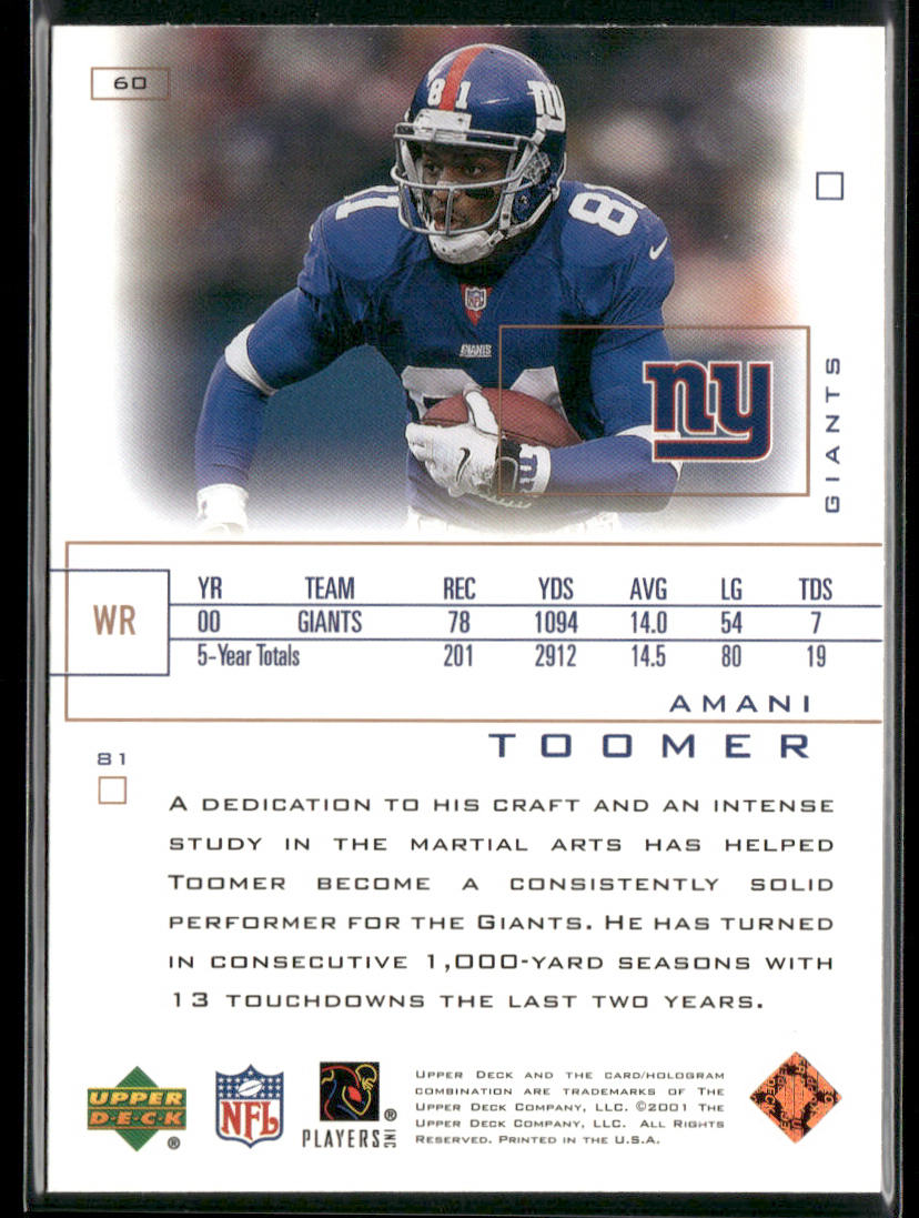 Amani Toomer 2001 Upper Deck Pros & Prospects #60 New York Giants