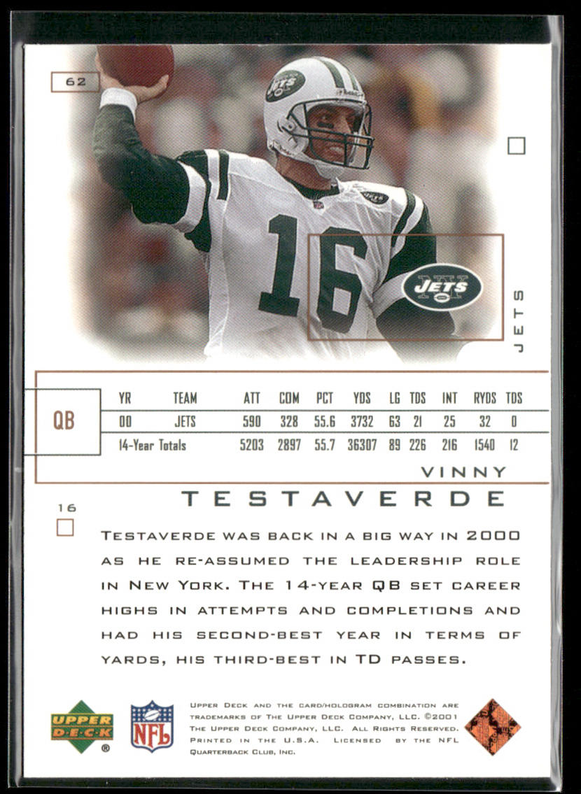 Vinny Testaverde 2001 Upper Deck Pros & Prospects #62 New York Jets