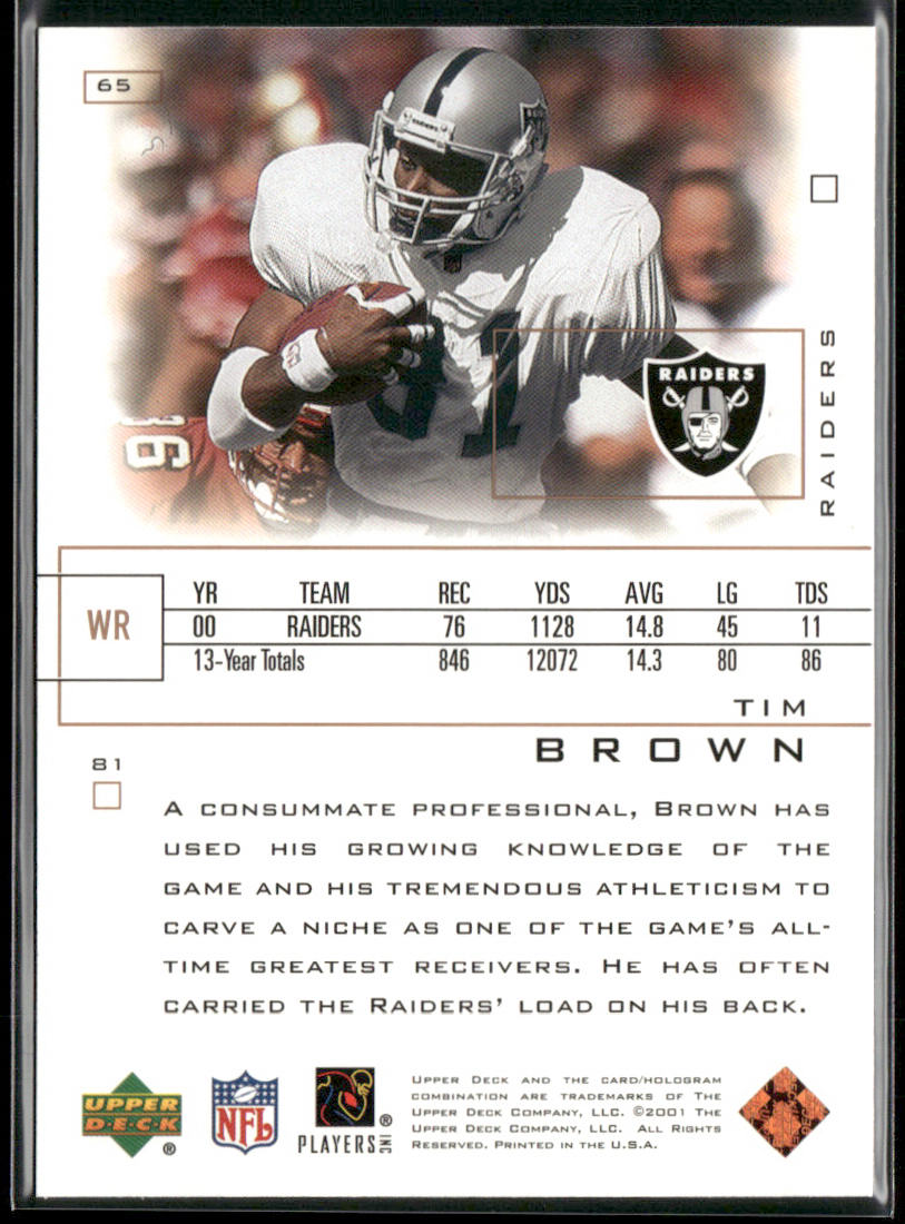 Tim Brown 2001 Upper Deck Pros & Prospects #65 Oakland Raiders