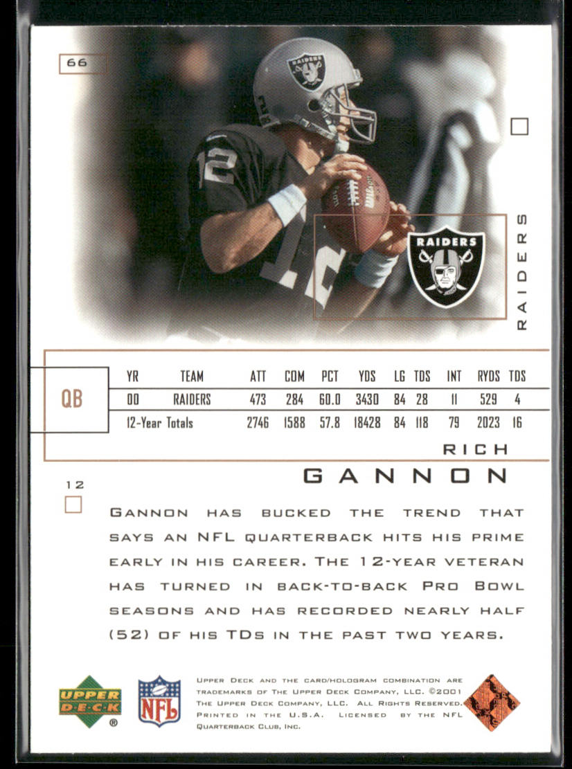 Rich Gannon 2001 Upper Deck Pros & Prospects #66 Oakland Raiders
