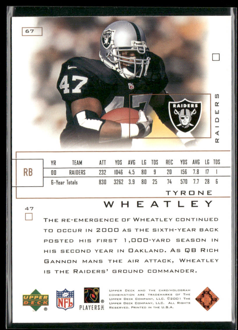 Tyrone Wheatley 2001 Upper Deck Pros & Prospects #67 Oakland Raiders