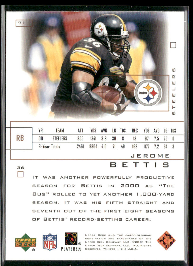 Jerome Bettis 2001 Upper Deck Pros & Prospects #71 Pittsburgh Steelers