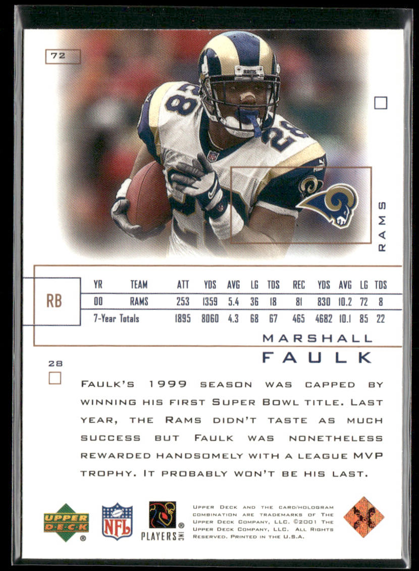 Marshall Faulk 2001 Upper Deck Pros & Prospects #72 St. Louis Rams