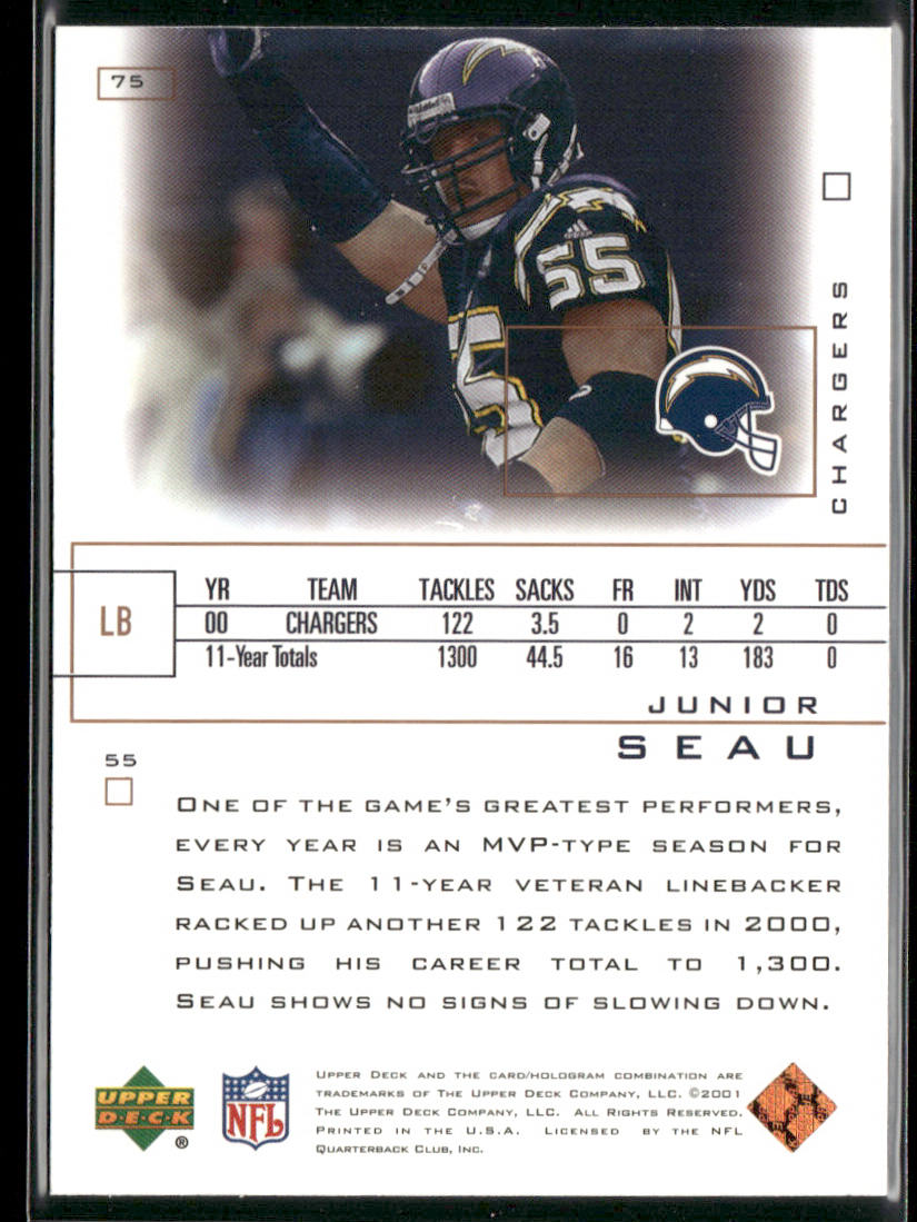 Junior Seau 2001 Upper Deck Pros & Prospects #75 San Diego Chargers
