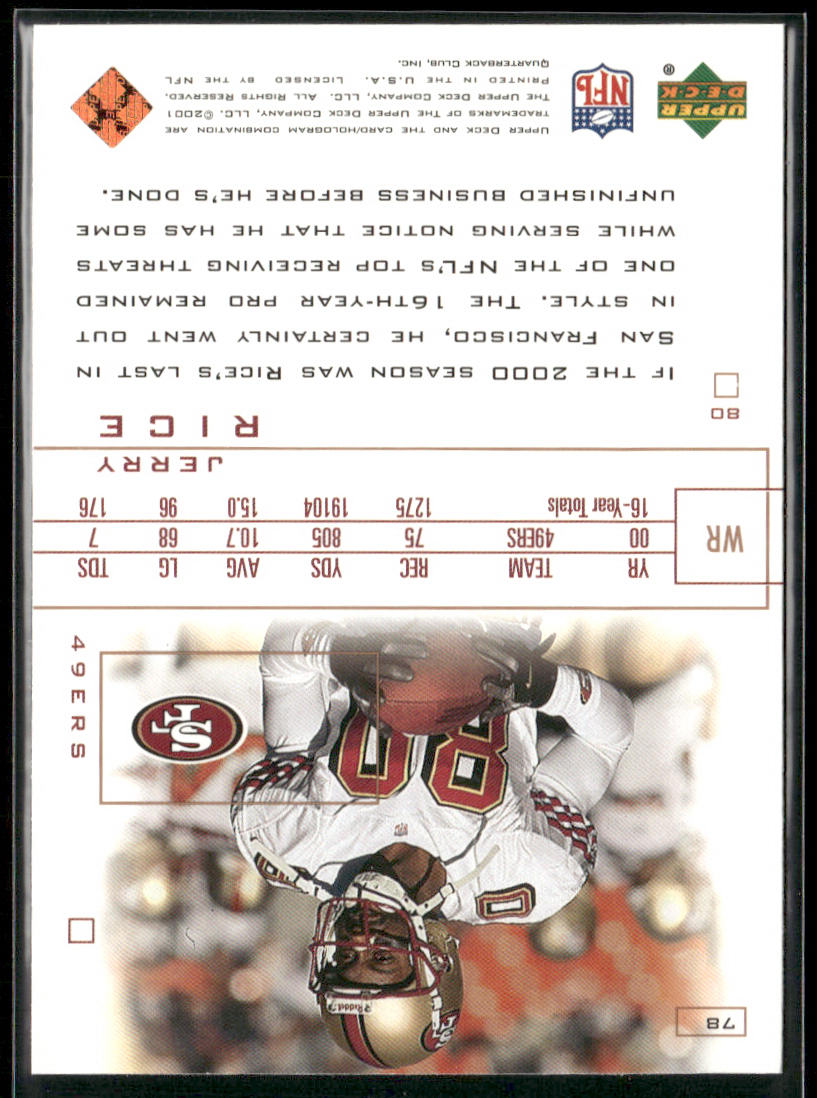 Jerry Rice 2001 Upper Deck Pros & Prospects #78 San Francisco 49ers