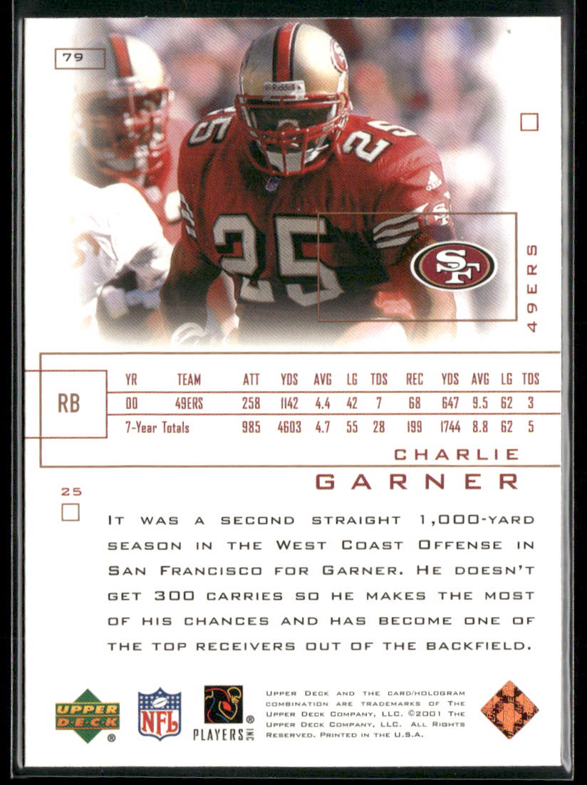 Charlie Garner 2001 Upper Deck Pros & Prospects #79 San Francisco 49ers