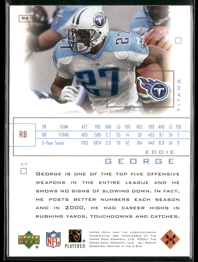 Eddie George 2001 Upper Deck Pros & Prospects #86 Tennessee Titans