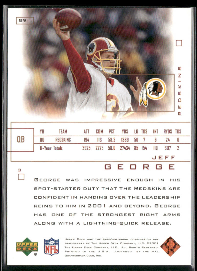 Jeff George 2001 Upper Deck Pros & Prospects #89 Washington Redskins