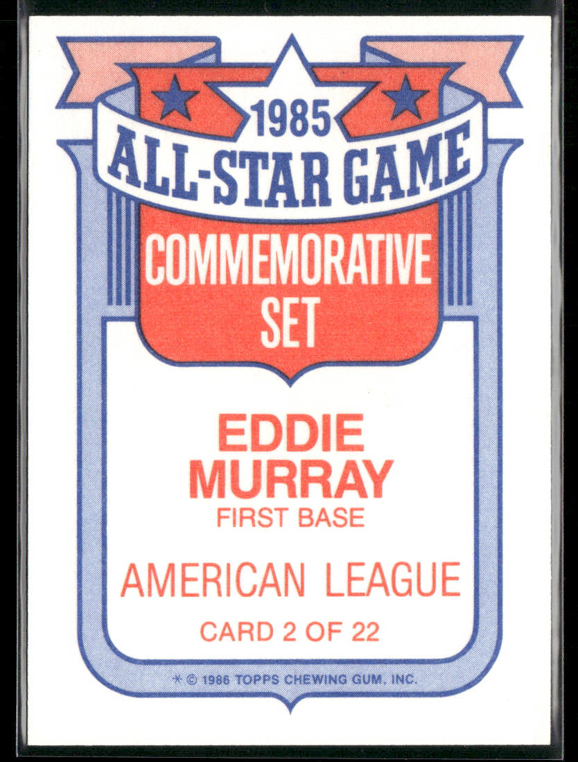 Eddie Murray 1986 Topps Glossy All-Stars #2b Baltimore Orioles