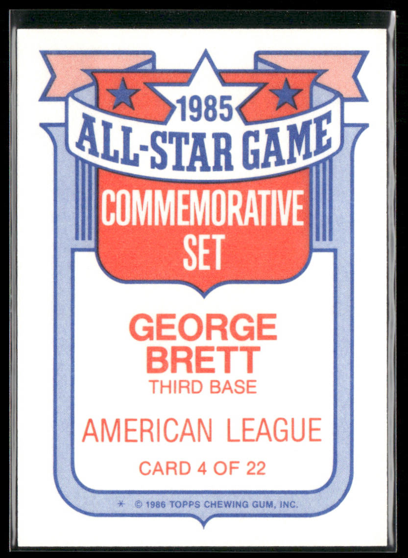 George Brett 1986 Topps Glossy All-Stars #4 Kansas City Royals