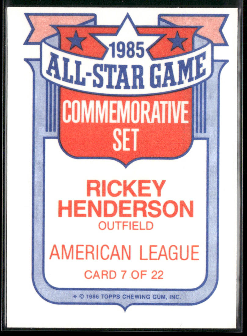 Rickey Henderson 1986 Topps Glossy All-Stars #7b New York Yankees