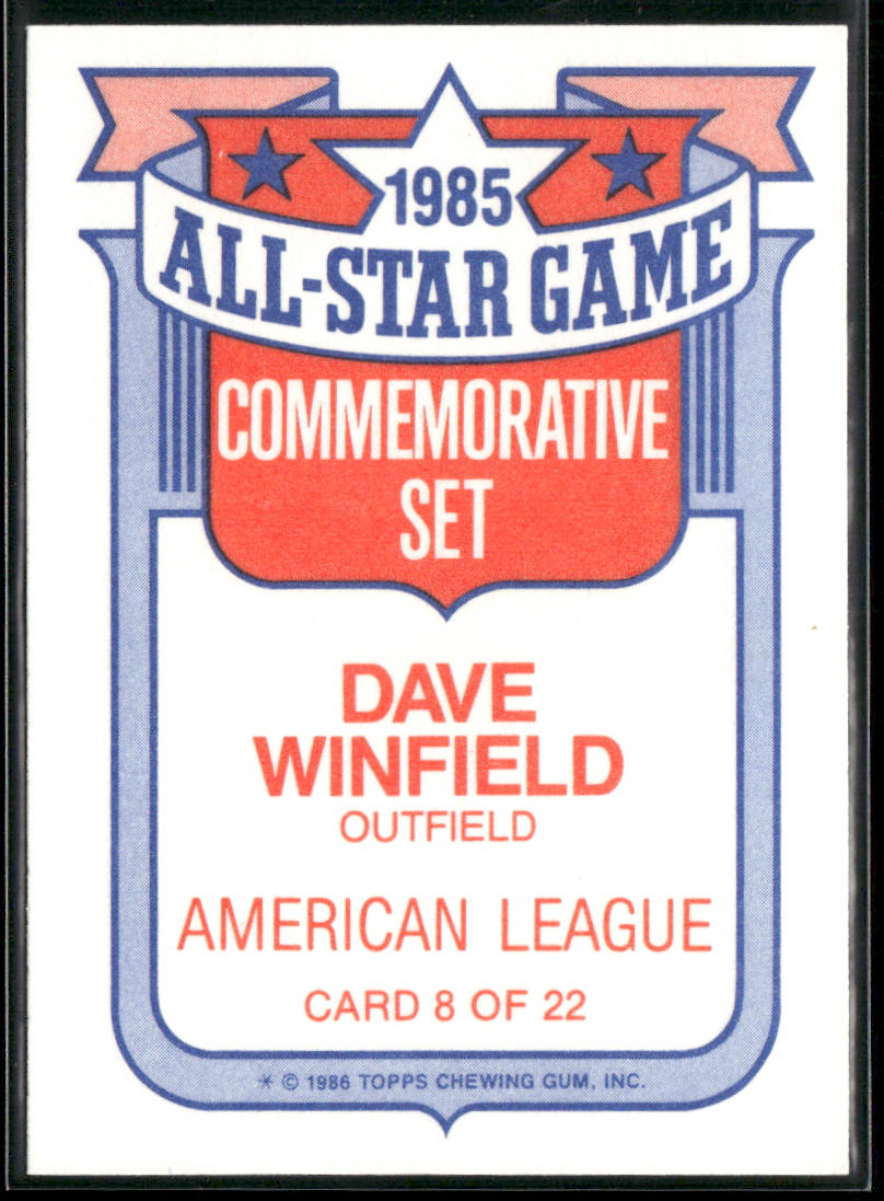 Dave Winfield 1986 Topps Glossy All-Stars #8b New York Yankees