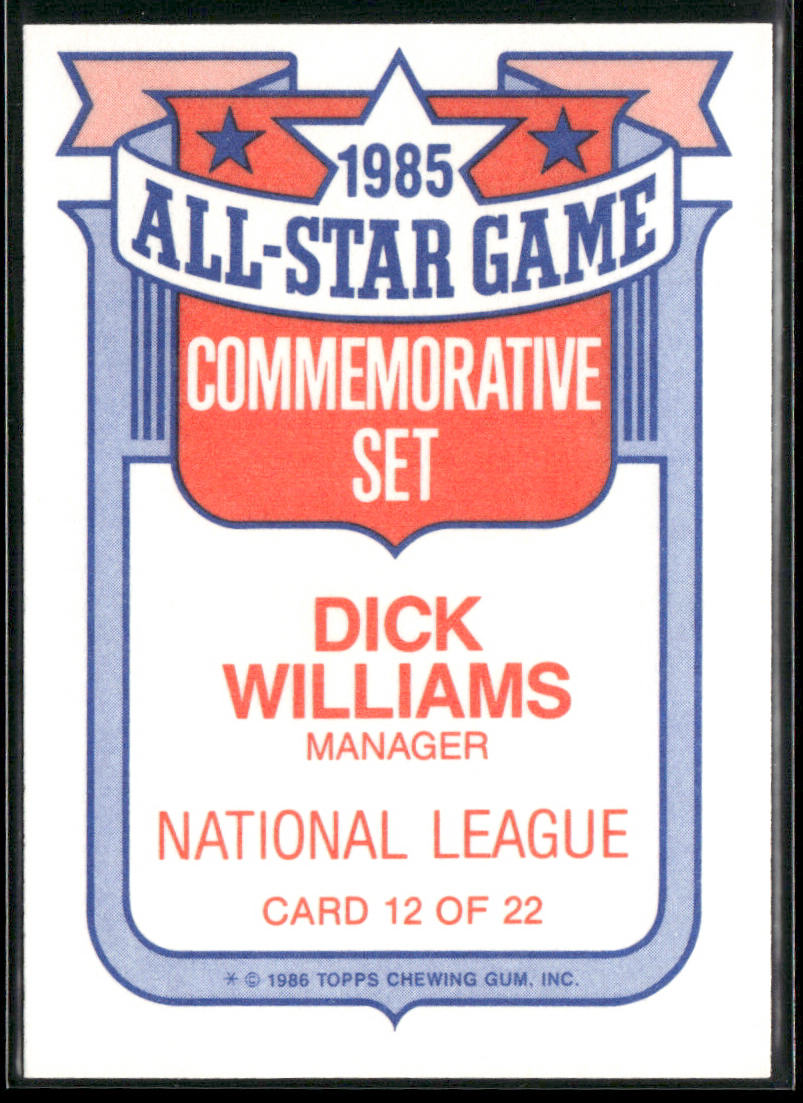 Dick Williams 1986 Topps Glossy All-Stars #12 San Diego Padres