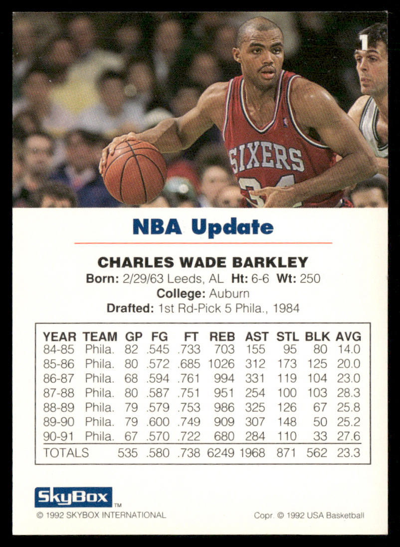 Charles Barkley 1992 SkyBox USA #1 USA