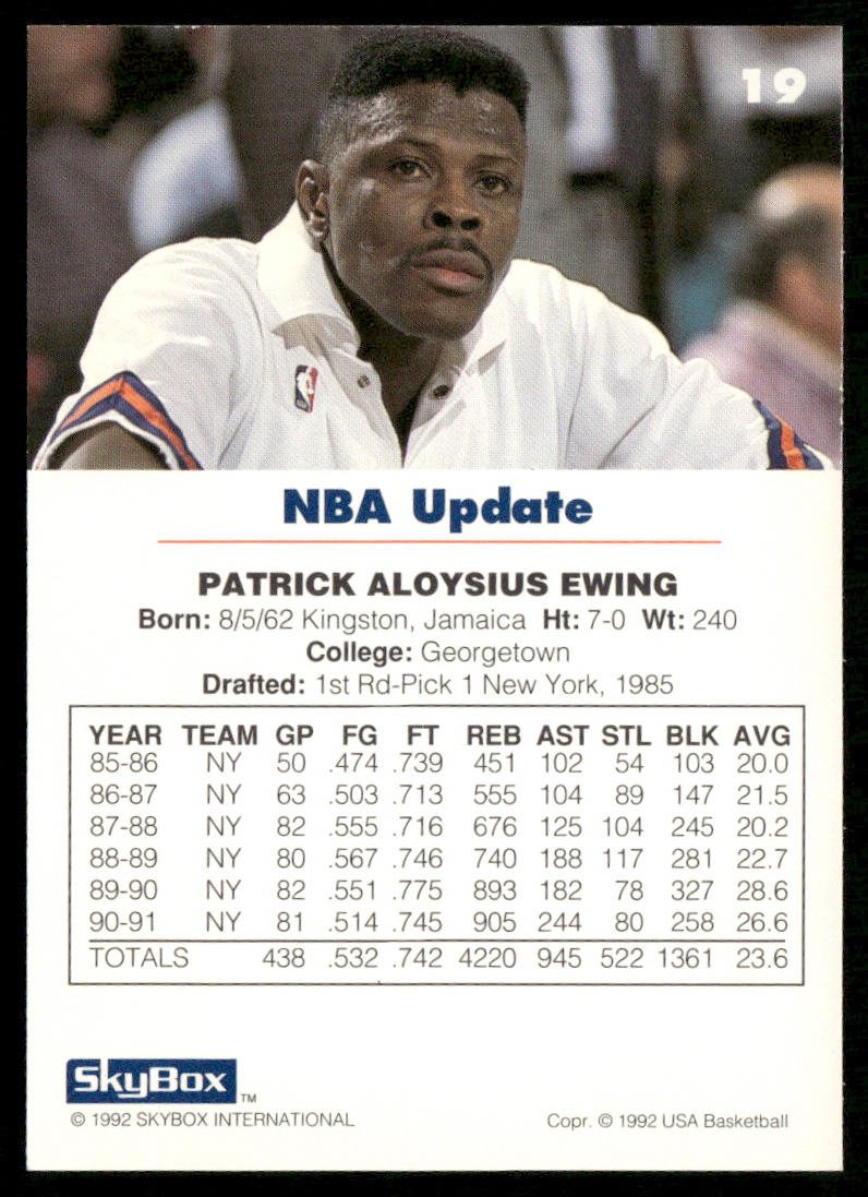 Patrick Ewing 1992 SkyBox USA #19 USA