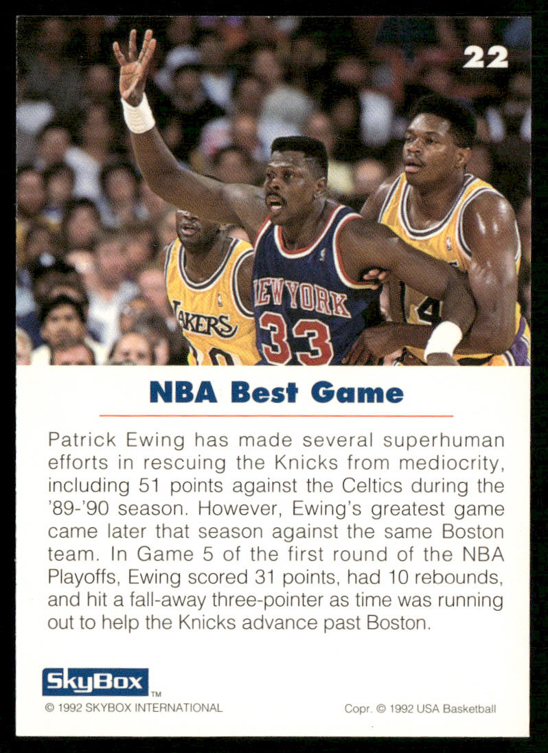 Patrick Ewing 1992 SkyBox USA #22 USA