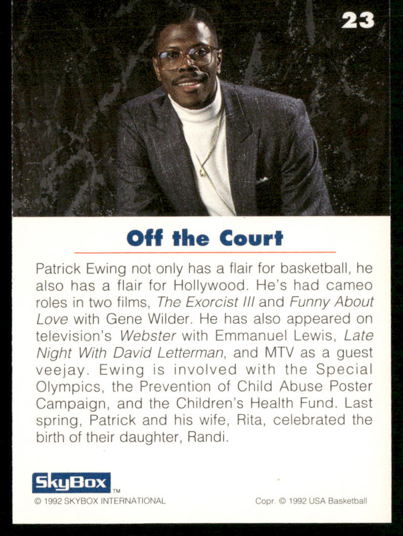 Patrick Ewing 1992 SkyBox USA #23 USA