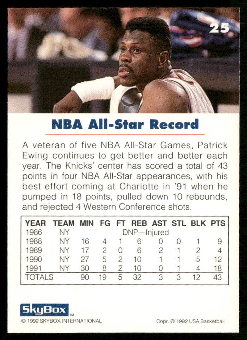 Patrick Ewing 1992 SkyBox USA #25 USA