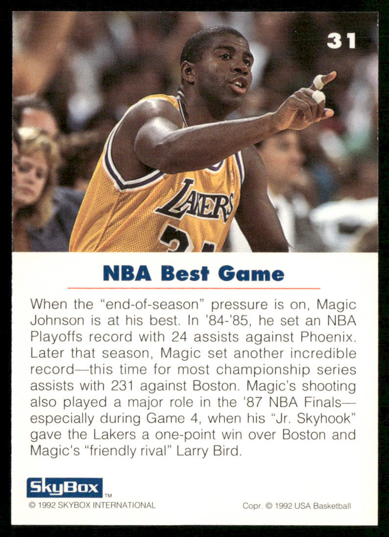 Earvin "Magic" Johnson 1992 SkyBox USA #31 USA