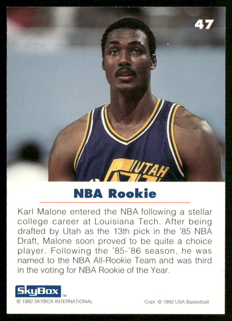 Karl Malone 1992 SkyBox USA #47 USA