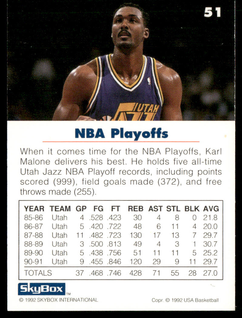 Karl Malone 1992 SkyBox USA #51 USA
