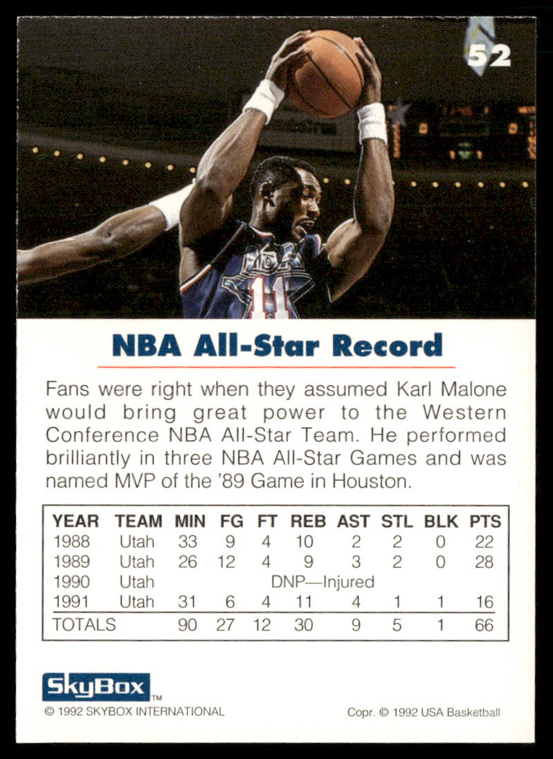 Karl Malone 1992 SkyBox USA #52 USA
