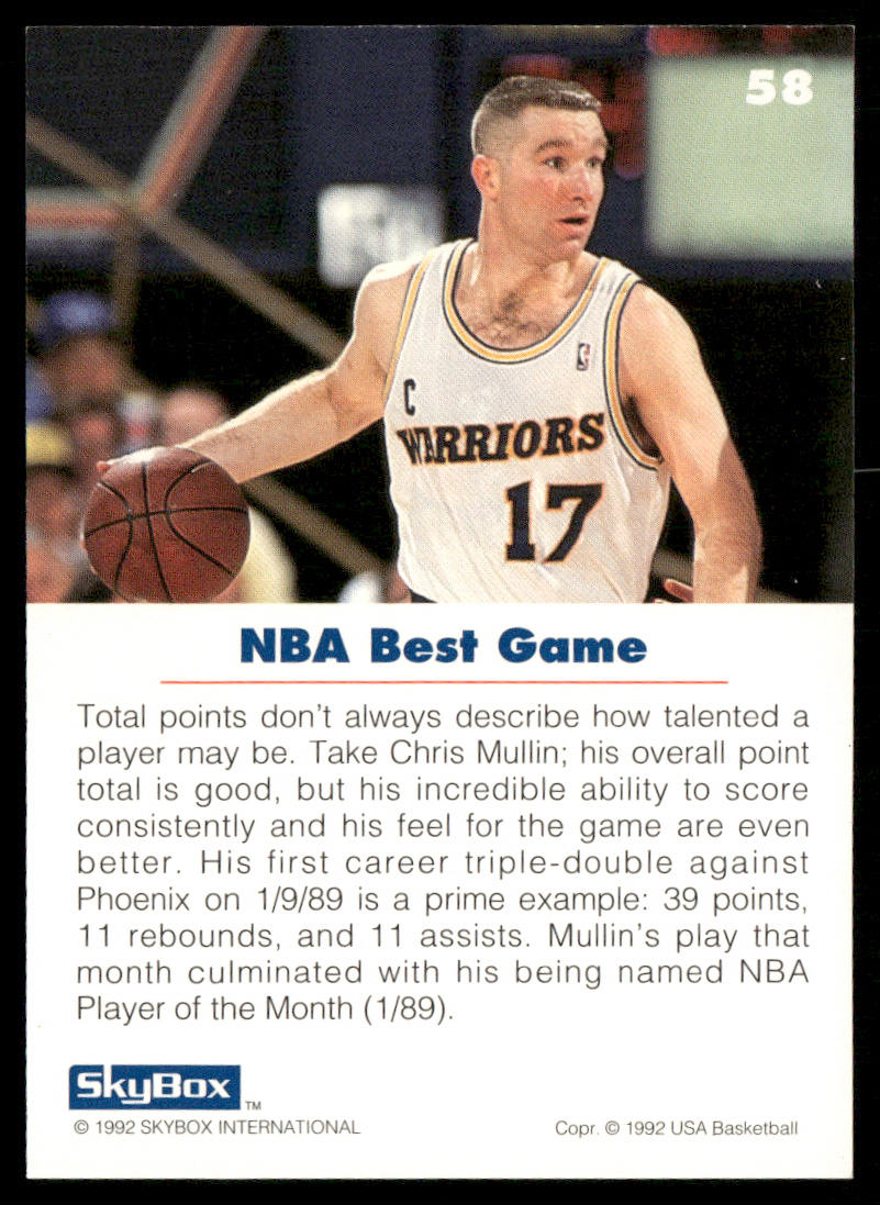 Chris Mullin 1992 SkyBox USA #58 USA
