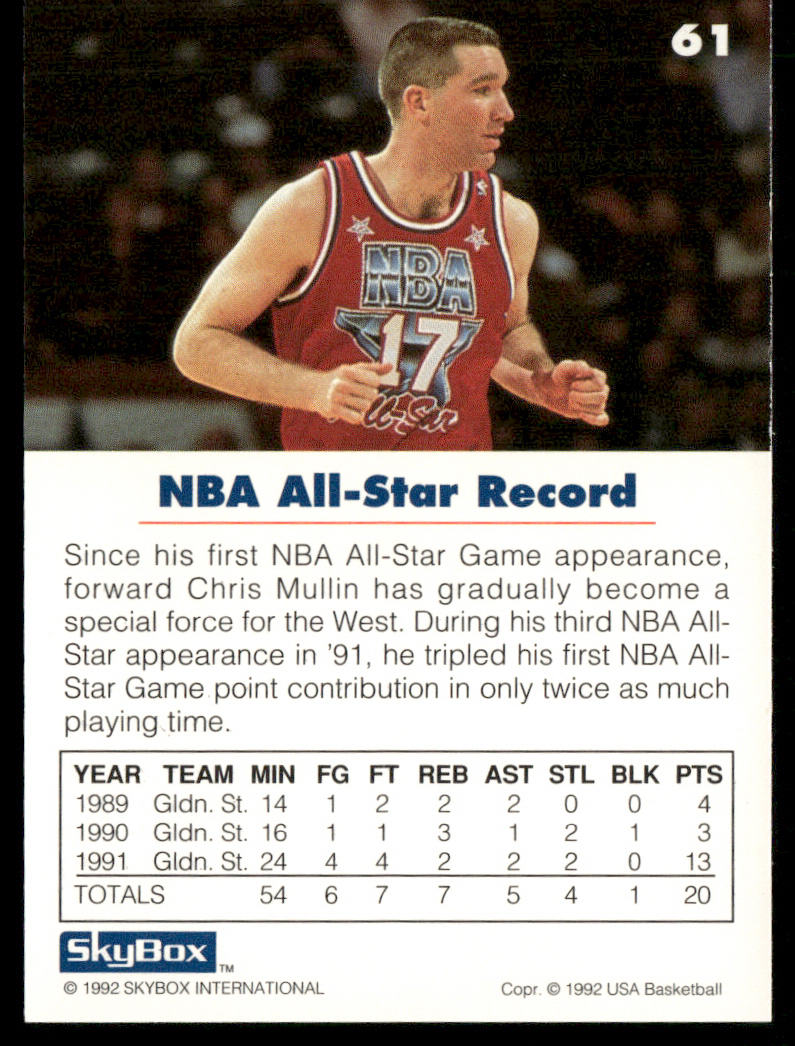 Chris Mullin 1992 SkyBox USA #61 USA