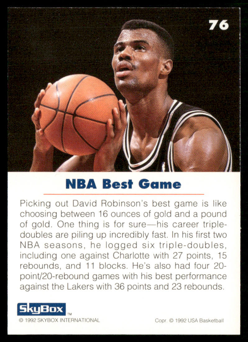 David Robinson 1992 SkyBox USA #76 USA